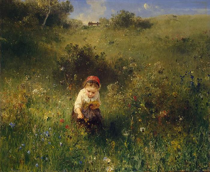 Ludwig Knaus Girl in a Field oil painting picture